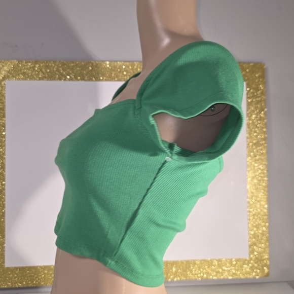 Rustydusty Ribbed Kelly Green Women's Crop Top Size Small NWOT - Picture 7 of 17
